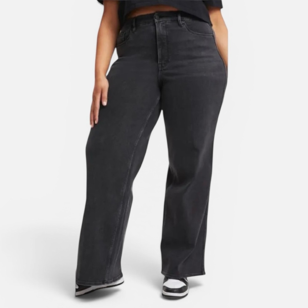 Good American Good Skate High Rise Straight Leg Jeans Black Womens 15/33